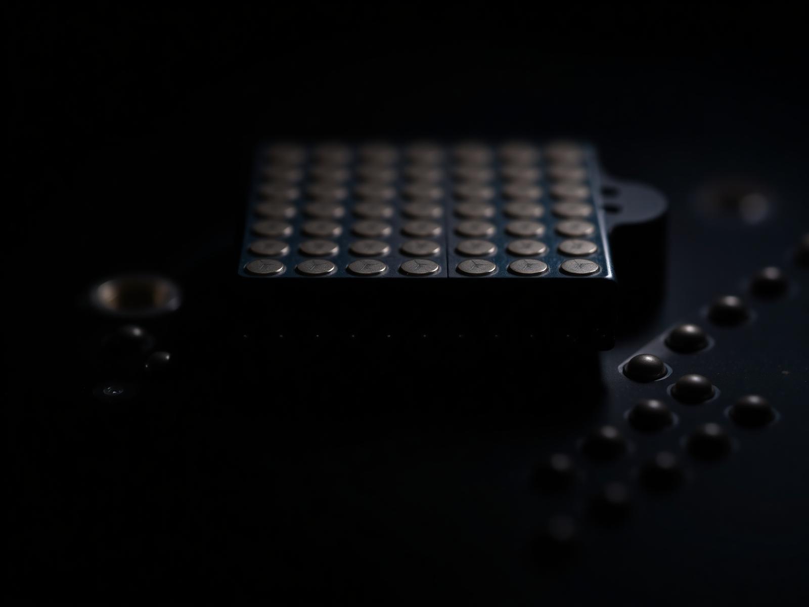 Close-up of a BGA semiconductor package showing solder balls